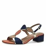 MARCO TOZZI Damen Sandalen mit Absatz mit Verstellbarem Riemen Vegan, Blau (Navy comb), 38 EU