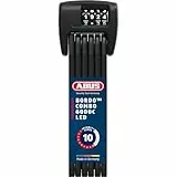 ABUS Faltschloss Bordo 6000C LED mit SH Schlosshalterung - faltbares Fahrradschloss mit beleuchtetem Zahlencode - ABUS-Sicherheitslevel 10 - Länge 90 cm
