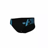 Arena Herren Mens Graphic Swim Briefs, Black-Turquoise, 6 EU
