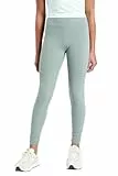 Haloumoning Leggings Mädchen Yogahose Einfarbig Jogginghose Laufhose Sporthose Trainninghose Basic Elastisch Blickdichte Hose für Kinder Grün 9-10Jahre