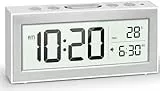 YouJabz Digitaler Wecker mit grossem LED-Display, Bettwäsche-Wecker, Batteriebetrieben mit Nachttischlampe, 5-Alarm-Planung, Snooze-funktion, Automatische Helligkeitsanpassung, Kalender, 12/24HR,°F/°C