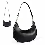 Camilife Halbmond Schultertasche für Damen, PU Leder, Reißverschluss, Retro-Design, Y2k Mode, Hobo Bag, Geschenk für Dating, Reisen, Party, Einkaufen (Schwarz)