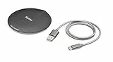 Hama Kabelloses Ladegerät 10 W QI-FC10 Metall (Induktionsladegerät, kompatibel mit iPhone 12/11/11 Pro/XS/XS Max/XR/X /8/8 Plus, Samsung Galaxy S10 /S9 /S9 + /S8 /S8 + /S6, Universal Qi Charging Pad)