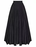 Damen Renaissance Rock Elastische Hohe Taille A-Linie Halloween Cosplay Lang Leicht Rock Schwarz M