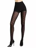 MANZI Strumpfhosen Damen Gemustert Netz Muster Rautenmuster Schwarze mit Rhombische Strumpfhosen 1 Paar 50 Denier S-M