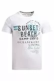 Camp David Herren T-Shirt Rundhals mit Label Prints 100% Baumwolle Regular Fit Kurzarm T-Shirt Artworks Opticwhite, L