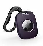 SURITCH Airtag Anhänger, AirTag Hülle mit Schlüsselanhänger Karabiner Tragbar Keyring Abdeckung Schutzhülle Kompatibel mit Air Tag – Lila