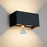 Klighten 24W Aussenlampe Außenwandleuchte mit Bewegungsmelder, IP65,3000K Warmweiß Wandleuchte Außen/Innen, Einstellbarer Lichtstrahl außenlampe mit bewegungsmelder für Flur/Weg, Anthrazit
