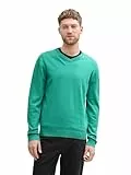 TOM TAILOR Herren Strickpullover mit V-Ausschnitt, 37437 - Bright Jade Green Melange, L