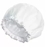 Duschhaube Damen Wasserdicht, Doppellagige Haarhaube Aus EVA & Mikrofaser, Hair Bonnet Mit Elastischem Gummiband, Wiederverwendbar & Wasserdicht Für Dusche, Spa & Reisen (Weiß, Einheitsgröße)