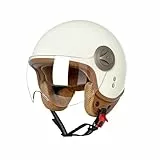 BOSERMEM Erwachsenen Motorradhelm Scooter-Helm, Mode Halboffener Helm Mit Schutzbrille, Hat Den Verkehrssicherheitstest Bestanden, Um Die Kopfsicherheit Wirksam Zu Schützen(Beige, L 57-58cm)