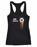 MoonWorks® Damen Tank Top Fan-Shirt Deutschland Champion EM 2024 Fußball Europameisterschaft Racerback Muskelshirt schwarz M