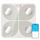 Healthkeep Körperfettwaage Digital, Personenwaage Testsieger, vernetzt, Bluetooth, Impedanzmesser, hohe Präzision mit 13 Körpermessungen, App, für Android & iOS, Kapazität 180 kg/400 lb, 28 x 28 cm