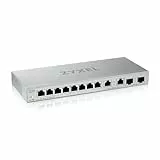 Zyxel Netzwerk Switch 12 Port | Web Managed Multi Gigabit LAN Splitter | 8x GbE + 2x 2.5 Gbit + 2x 10Gb SFP+ Ports | Lüfterlös Design | Desktop / Wand Montage | Plug and Play Installation | XGS1210-12