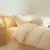Michorinee Bettwäsche 135x200 Baumwolle Beige Creme Kuschelig Weich Bettbezug Set 2 Teilig Uni Einfarbig Modern Baumwollbettwäsche ÖKO-TEX Bettwäsche-Sets mit 1 Kissenbezüge 80x80cm und Reißverschluss