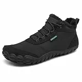 SAGUARO Barfußschuhe Winter Herren Winterschuhe Damen Gefüttert Winterstiefel Warm Barfusschuhe Wasserabweisend Schneestiefel Outdoor Winterboots Schwarz,EU GR.40