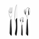 Amefa ECLAT Besteck Set NATURE Schwarz Holz Essbesteck 24-teilig für 6 Personen Edelstahl rostfrei Kunststoff-Griffschalen in Holzoptik spülmaschinenfest Besteck Set 6 Personen