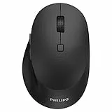 Philips SPK7607 kabellose Maus - bis zu 3200 DPI, 2.4GHz + Bluetooth 3.0/5.0, geräuschearmes Klickerlebnis mit 7 Tasten, schwarz