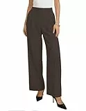 GRACE KARIN Hosen Damen mit Taschen Elegante Hosen Hoher Taille Business Hose Freizeithosen Dunkelbraun S