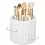 Anyoifax 360 Grad drehbarer Make-up-Pinselhalter, 7 Fächer, Make-up-Pinsel-Organizer, abnehmbare drehbare Kosmetikpinsel, Aufbewahrung, Stifthalter für Schminktisch, Kommode, Schreibtisch, Weiß