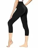 Gayhay Leggings Damen 3/4 Capri für Sport, 7/8 Sporthose High Waist Caprihose Blickdicht Leggins für Gym Yoga (Schwarz,L-XL)