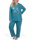 Moonline Damen Schlafanzug in großen Größen (Übergröße XL - 5XL), Farbe:Petrol, Größe:48-50
