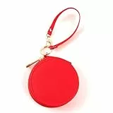 Damen Münzbörse aus echtes,RoadLoo Münzgeldbörse kleine Mini-Geldbörse Wasserdichtes Portemonnaie Münzbeutel Reißverschluss Runde Geldbörse mit Reißverschluss Coin Pocket für Frauen Mädchen (Rot)