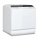 YU YUSING Mini Geschirrspüler 5+1 Programme, Tragbarer Tischgeschirrspüler mit 5L Wassertank, Spülmaschine für 4 Gedecke mit/ohne Wasseranschluss, Touch Control LED-Display, Zuhause Büro Camping Weiß