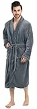 NY Threads Herren-Bademantel, luxuriöser Plüsch-Fleece-Herren-Bademantel, Spa-Bademantel für Herren, GRAU, XX-Large-3X-Large (Pack of 1)