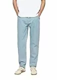 Herren Carrot Fit Jeans mit Knopfleiste Jeanshose Streetwear Loose Denim Pants Karottenschnitt Lässig Männer, Farbe:Vintage Blue, Hosengröße:W32 L32
