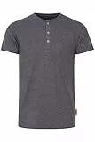 Indicode IDTony Herren T-Shirt Kurzarm Shirt mit Grandad-Ausschnitt Baumwollmischung Regular fit, Größe:M, Farbe:Grey Mix (914)
