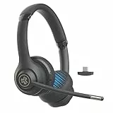 JLab Go Work 2nd Gen Headset mit Mikrofon Bluetooth & USB C Dongle, 55+ Std. Akku, On Ear Wireless Headset mit Mikrofon und Multipoint, kabellos oder mit Kabel, für PC, Handy, Büro