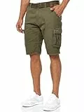 Indicode Herren Monroe Cargo-Shorts mit Gürtel | Bermuda Sommerhose aus Baumwolle für Männer Army, M