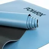 POWRX Yoga Matte Naturkautschuk PU Blau mit ökologischer Canvas Tasche - Matte 183x68x0,3cm rutschfest geeignet für Hot Yoga Pilates