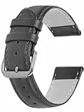 Alienwork Uhrenarmband Lederarmband Schwarz Leder-Armband