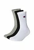 Champion Unisex Socks Basics 6pk Crew Füßlinge, Hellgrau Meliert, Weiß, Schwarz, 35-38 EU
