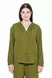 Ulla Popken Damen Waffle Pique Sweatjacket with Hood Sweatshirt, Blattgrün, 46-48 EU