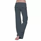 EMATOP Cargohose Damen Lang Baggy Jogginghose Baumwolle Casual Wanderhose High Waist Sport Cargo Hosen Locker Einfarbig Freizeithose mit Taschen Sporthose Regulär Fit Sommerhose Trainingshose