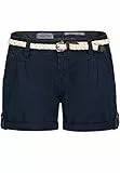 Eight 2 Nine Damen Chino Shorts Hose mit Flecht-Gürtel Dark-Blue L