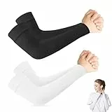 2 Paare Arm Sleeve Gaming, Armstulpen, Armschoner Volleyball Damen, Armlinge Damen, Anti-UV Arm Warmers, Für Volleyball, Radfahren, Basketball, Laufen, Outdoorarbeit, Gaming(Schwarz Und Weiß)