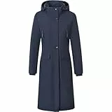 Covalliero - Damen Regenmantel FS26 – extra lange Regenjacke mit Reitschlitz – wasserdicht, windabweisend & mit Lotuseffekt – Wandern & Reiten – Regenponcho in Dunkelblau – Gr. L