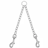 TIESOME Doppelte Hundeleine aus Metall, verhedderungsfreie doppelte Leine für das Hundetraining, 360° drehbarer Splitter für Zwei Hundeleinen, bequemer, kausicherer Splitter (3.0mm x 50cm)
