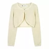 BlackButterfly Mädchen Langarm Bolero Funkeln Strickjacke Kinder (Champagnergold, 11-12 Years)