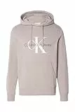 Calvin Klein Herren Hoodie Seasonal Monologo Regular aus Baumwolle, Grau (Rock Ridge), XXS