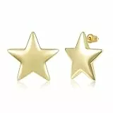 Gold Ohrringe Ohrstecker für Damen, 14 Karat Gold Große Stern Ohrstecker Hypoallergen Große Geometrisch Ohrringe Einfache Ohrstecker für Damen Mädchen