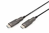 DIGITUS Glasfaser HDMI-Kabel – 15m – UHD 4k 60Hz 1080p 120 Hz – HDMI 2.0 – abnehmbare Stecker – 18 Gbps – ARC, HDR, HDCP 2.2, CEC – AOC Hybrid-Kabel – vergoldete Kontakte – Schwarz