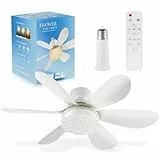 OKYUK Ventilator Deckenleuchte, Deckenventilator mit Beleuchtung, zeitliche Koordinierung, dimmbare Farbtemperatur, E26/E27-Sockel, 48 cm kleiner Fernbedienung Leise Ventilator Deckenlampe (Kristall)