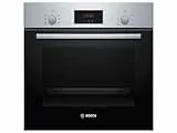 Bosch HBF133BR0 Serie 2 Einbau-Backofen, 60 x 60 cm, EcoClean Direct Reinigungshilfe, 3D Heißluft Backen auf 3 Ebenen, LED-Display, Schnellaufheizung, Kindersicherung, Schwarz, Updated