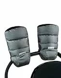 7AM Enfant Stroller Warmmuffs - Handwärmer mit Frostschutz, Kälteschutz, wasserabweisende und warme Handschuhe aus gewachster Baumwolle für Kinderwagen, Buggy- und Babyschale Griff (Metallisch Grau)
