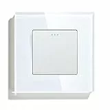 BSEED Lichtschalter 1 Fach 1 Weg Glas Lichtschalter Unterputz Taste Schalter Wandschalter Weiß Kristall Kippschalter